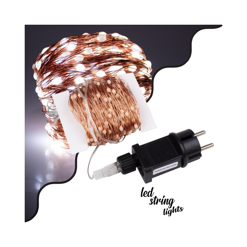 85846 Διακοσμητική Γιρλάντα 32 Μέτρα με Controller 8 Προγραμμάτων Εναλλαγών Φωτισμού - 300 LED 3.6W AC 230V με Χάλκινο Καλώδιο & Πρίζα Schuko Αδιάβροχη IP44 Ψυχρό Λευκό 6000K Μ32m